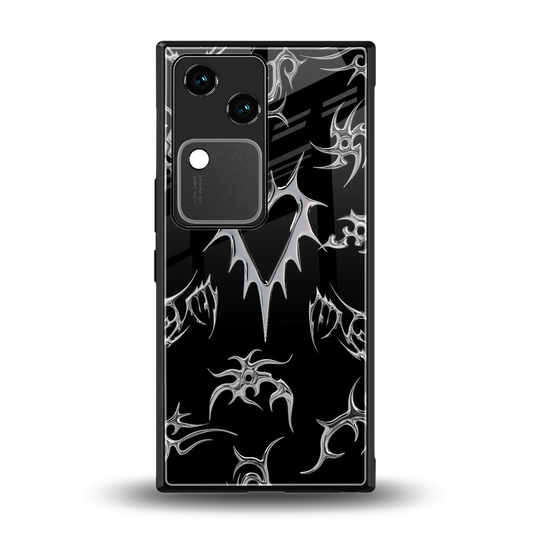 Metallic Love back phone cover | glass case for vivo v30