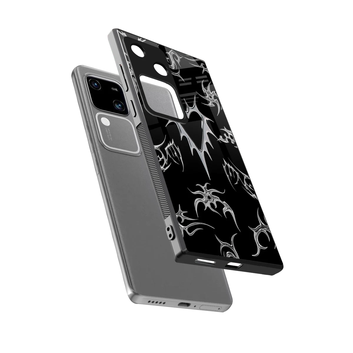 Metallic Love sleek vivo v30 cover with tempered glass back and TPU edges