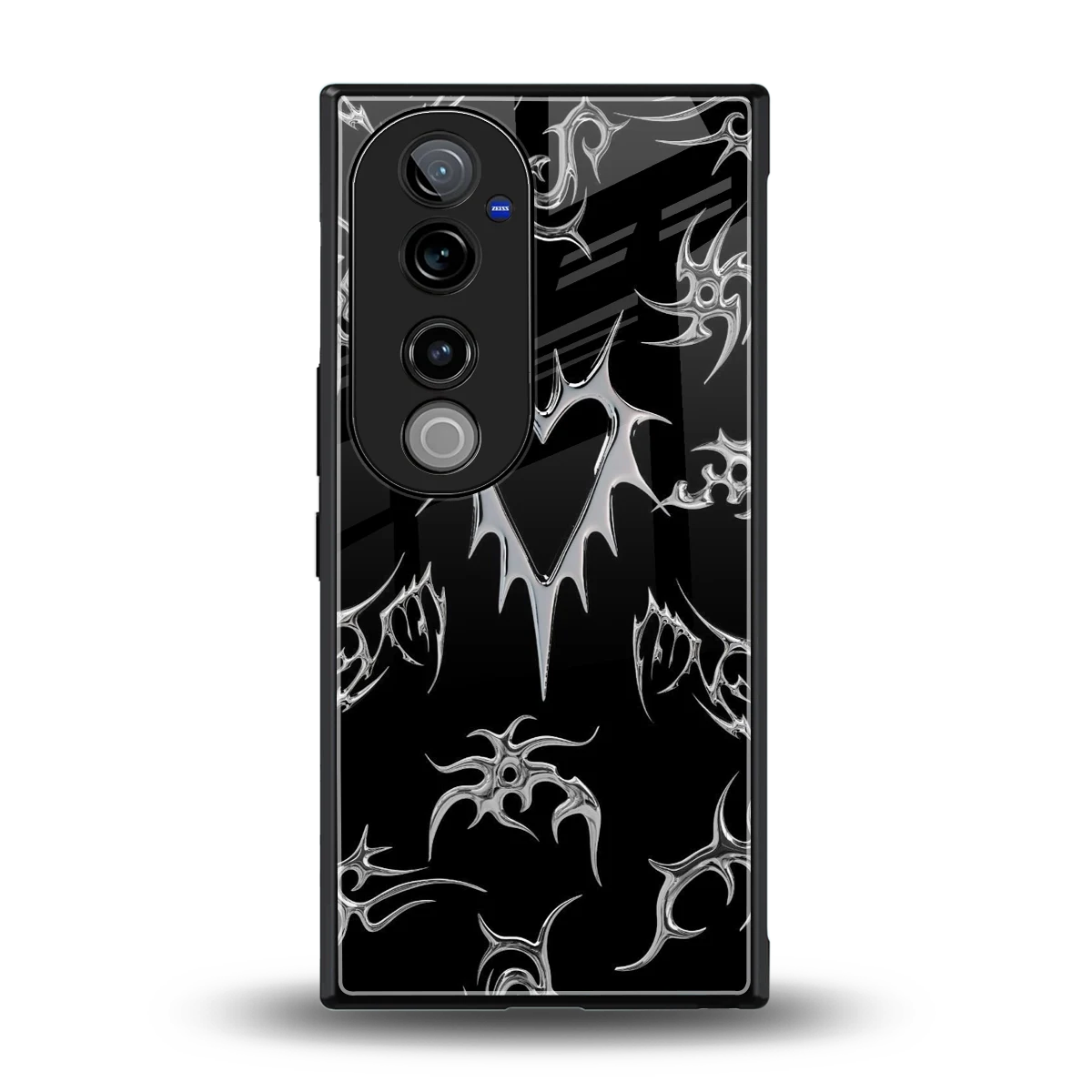 Metallic Love back phone cover | glass case for vivo v40 pro