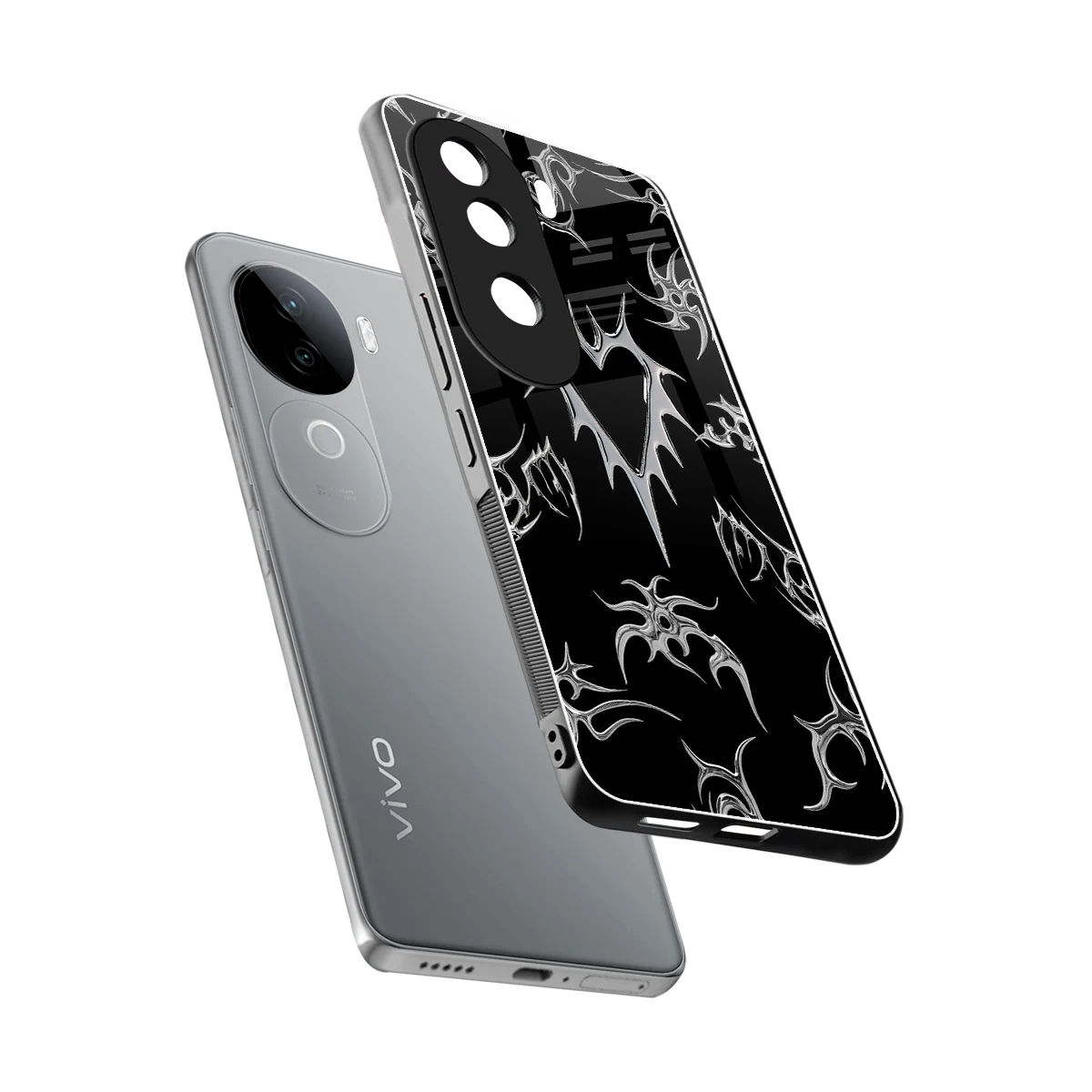 Metallic Love sleek vivo v40e cover with tempered glass back and TPU edges