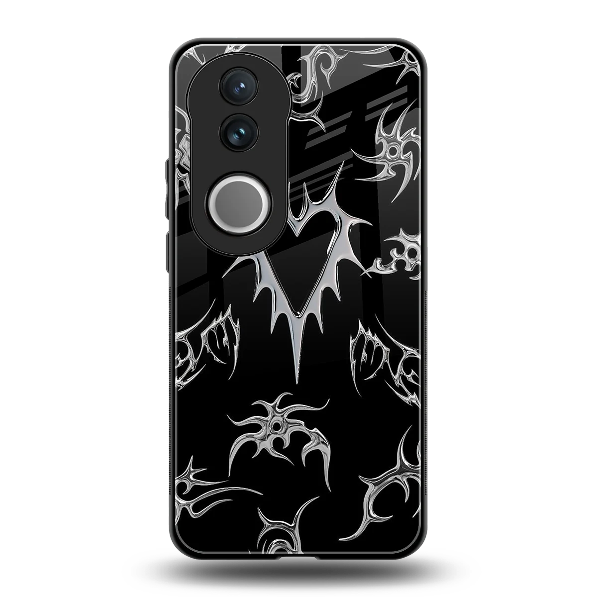 Metallic Love back phone cover | glass case for vivo v50