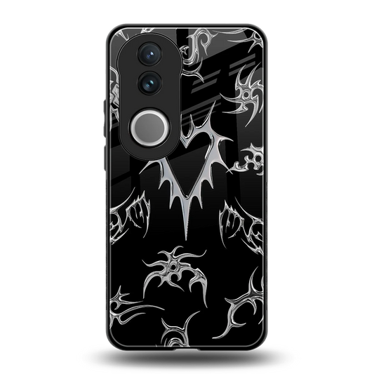 Metallic Love back phone cover | glass case for vivo v50