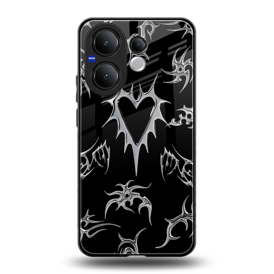 Metallic Love back phone cover | glass case for vivo v60