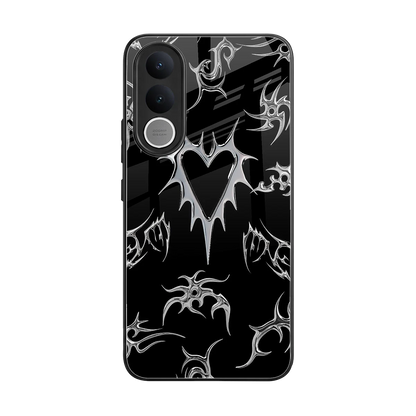 Metallic Love back phone cover | glass case for vivo v70 fe