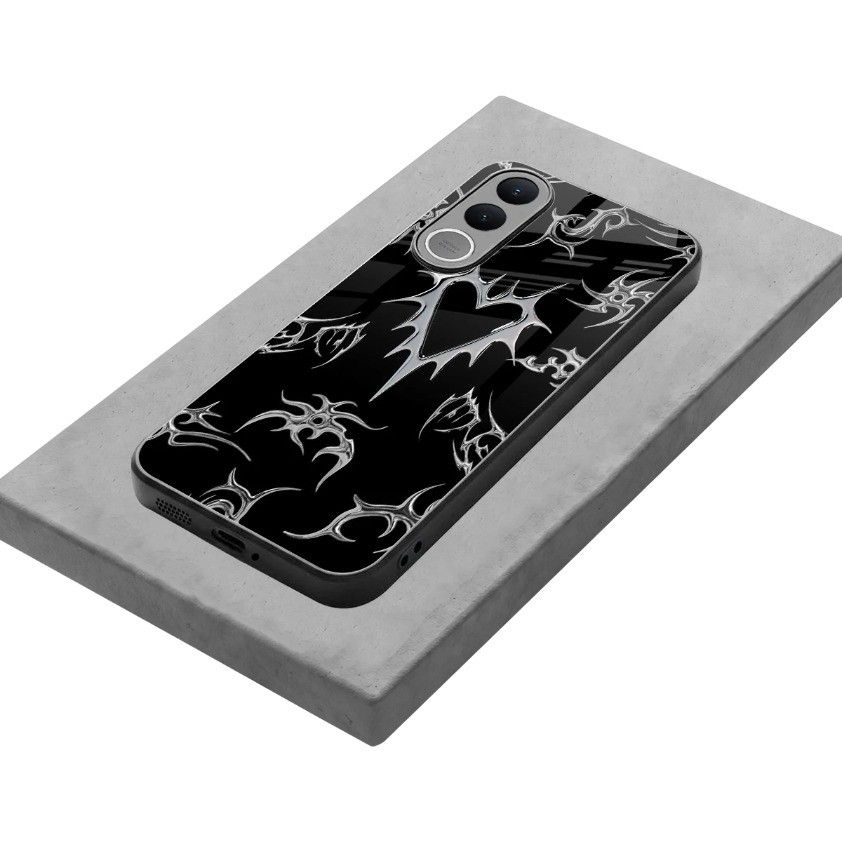 Metallic Love stylish phone case for vivo v70 fe | glossy glass and slim fit