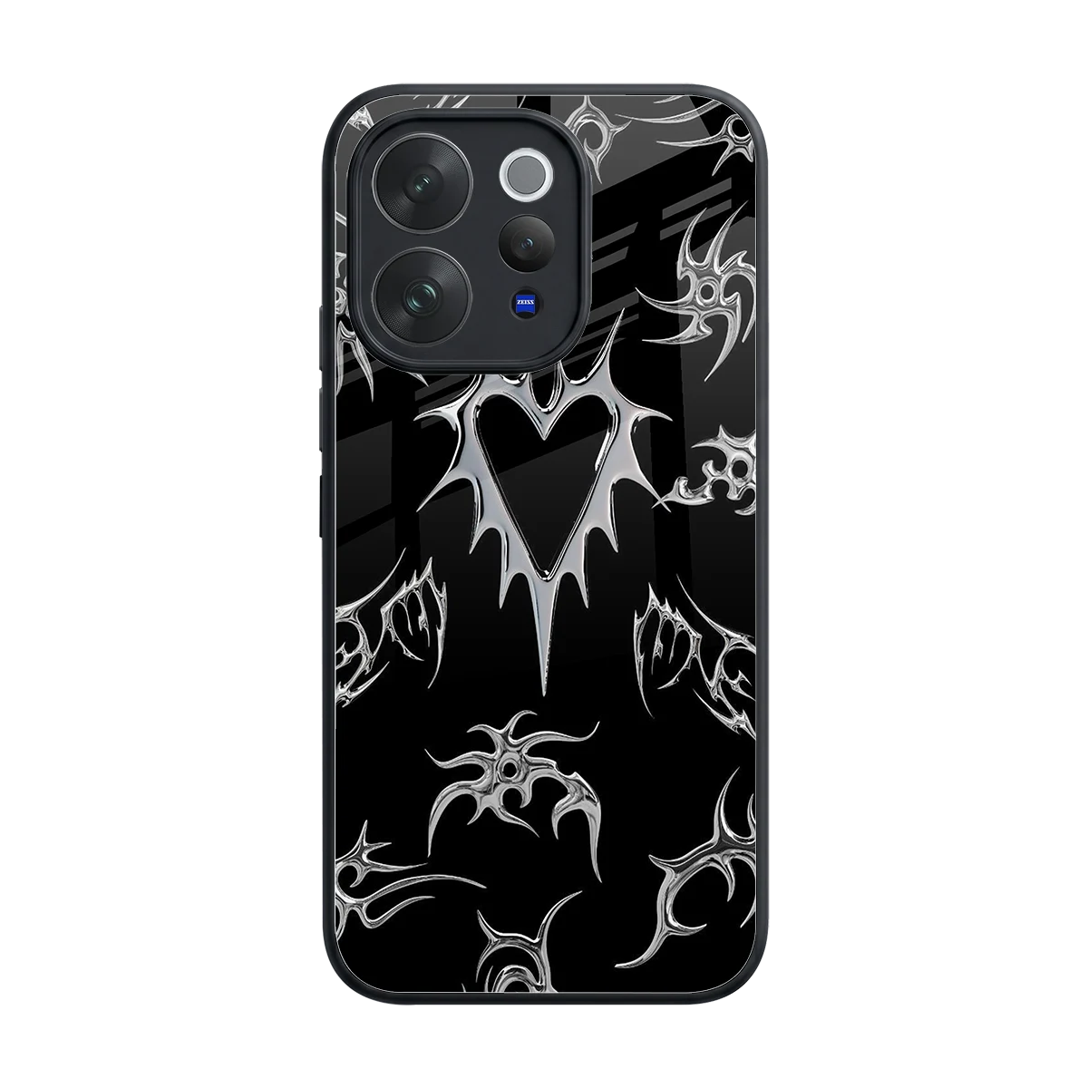 Metallic Love back phone cover | glass case for vivo v70 elite