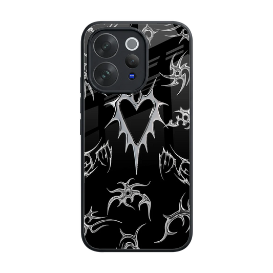 Metallic Love back phone cover | glass case for vivo v70 elite