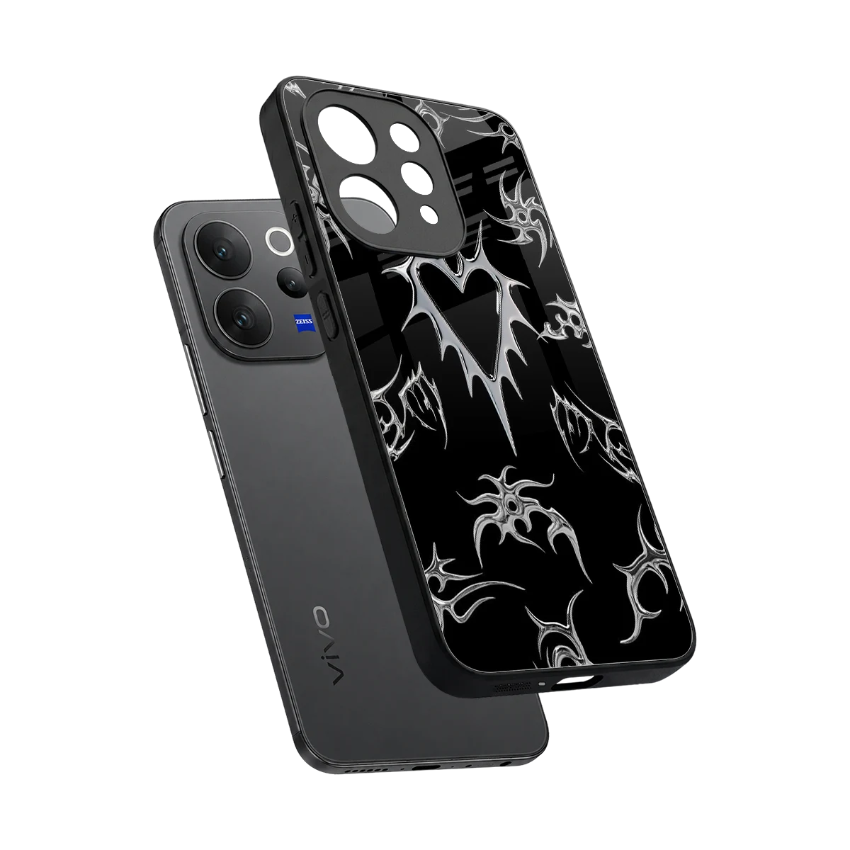 Metallic Love sleek vivo v70 cover with tempered glass back and TPU edges