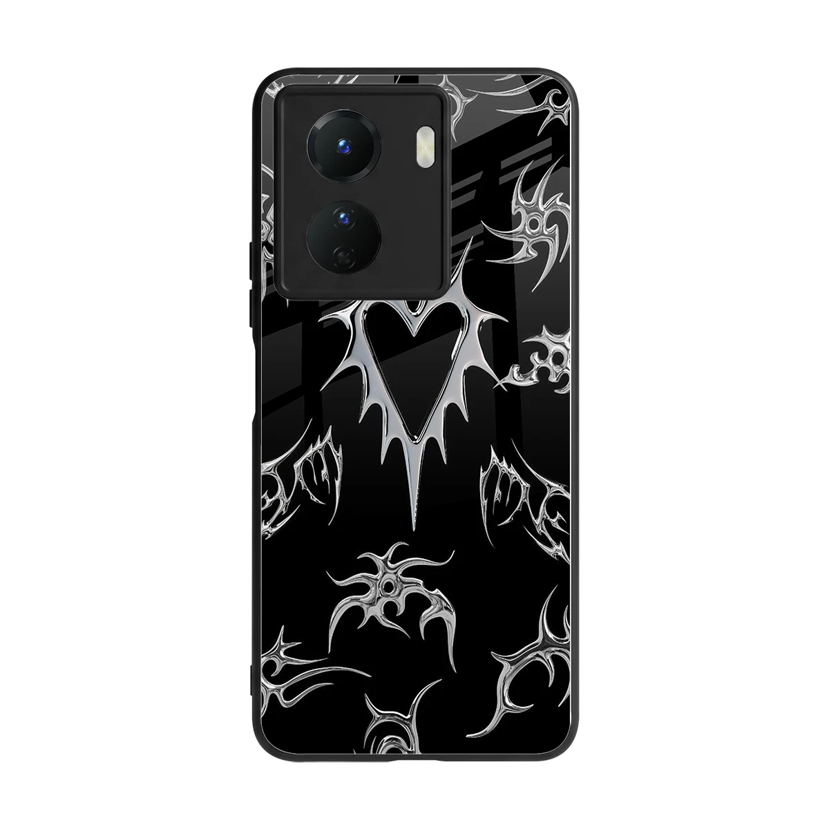Metallic Love back phone cover | glass case for vivo y16