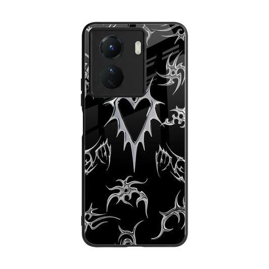 Metallic Love back phone cover | glass case for vivo y16