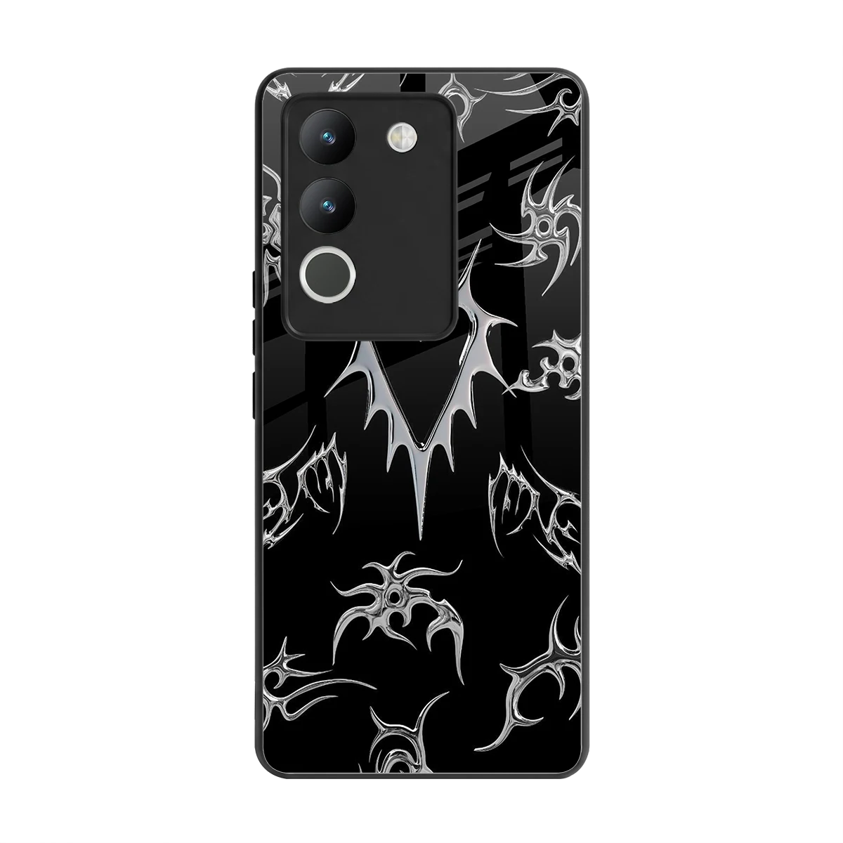 Metallic Love back phone cover | glass case for vivo y200 5g