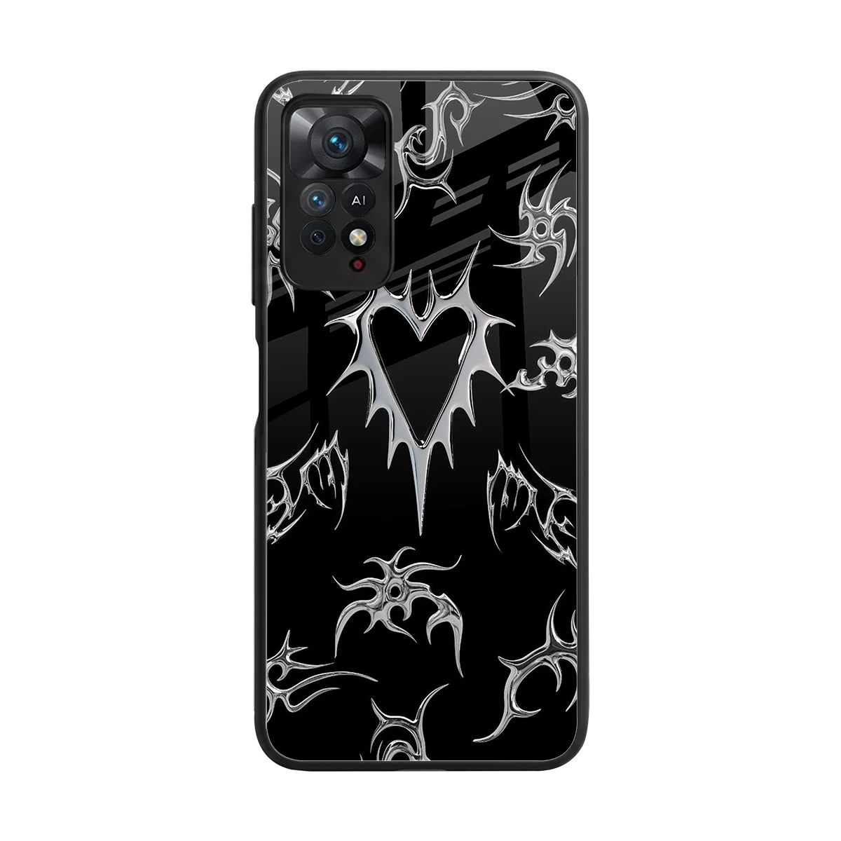 Metallic Love back phone cover | glass case for redmi note 11 pro