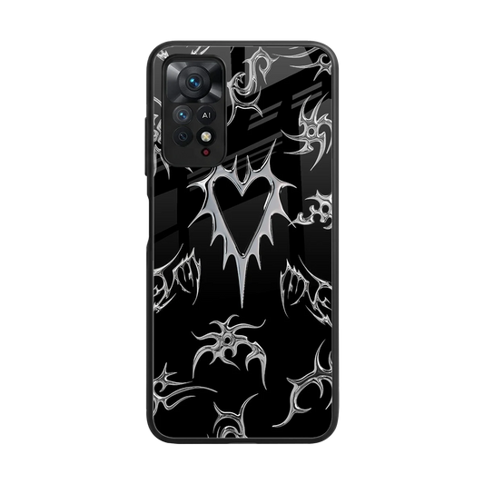 Metallic Love back phone cover | glass case for redmi note 11 pro