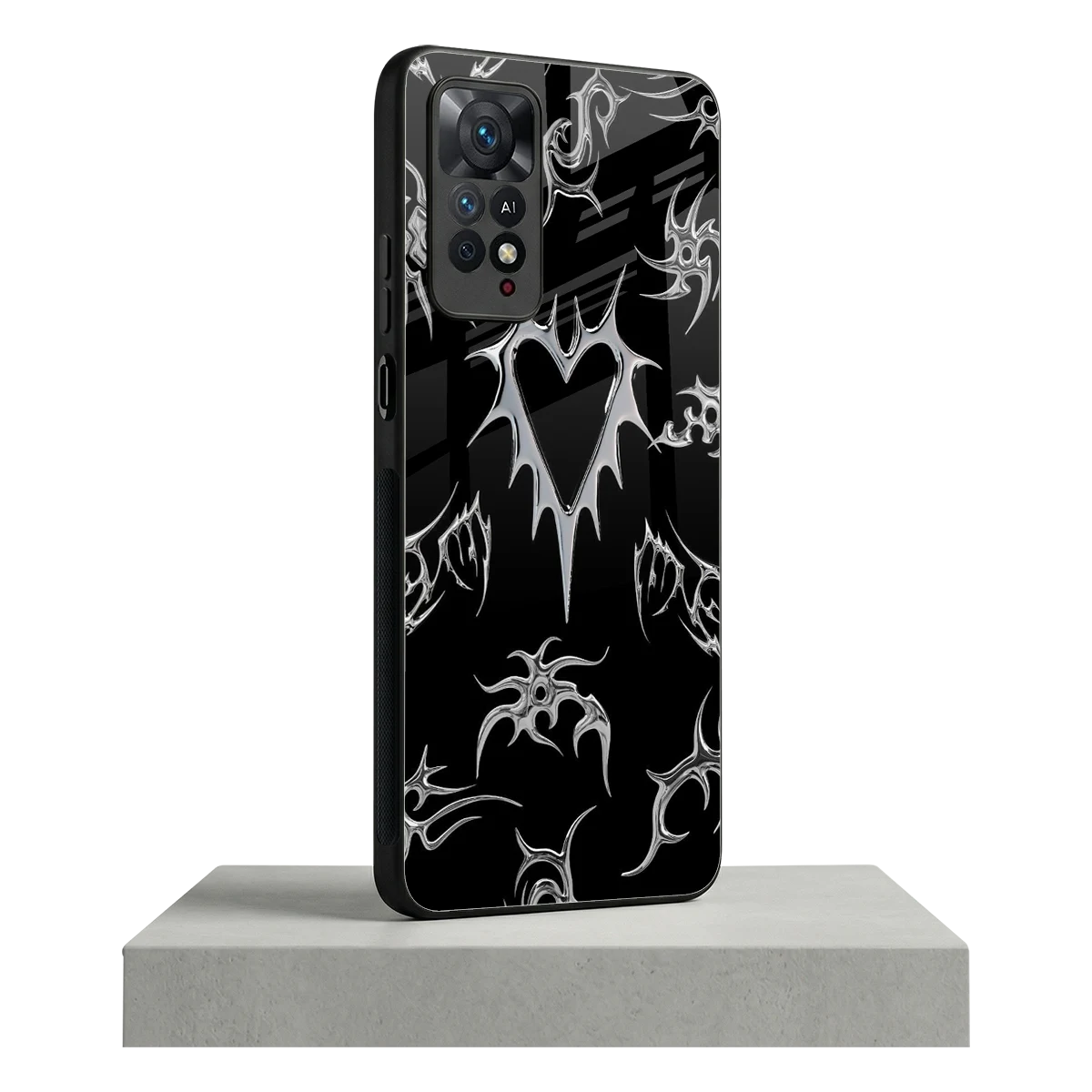 Metallic Love redmi note 11 pro mobile cover | shockproof glass phone case
