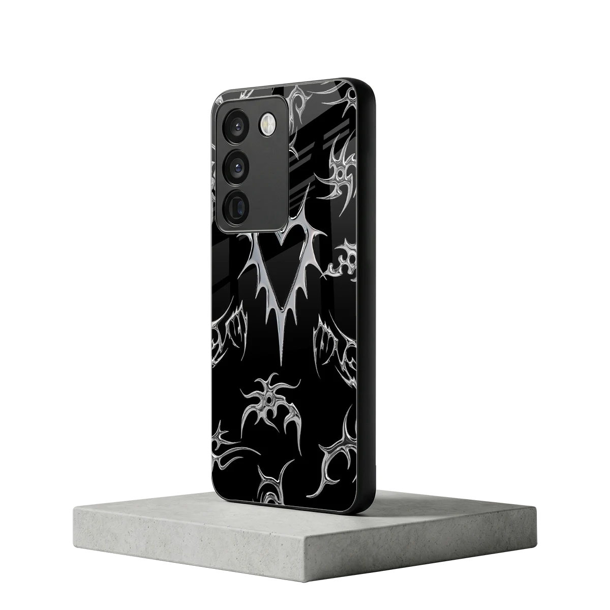 Metallic Love vivo y200 5g mobile cover | shockproof glass phone case
