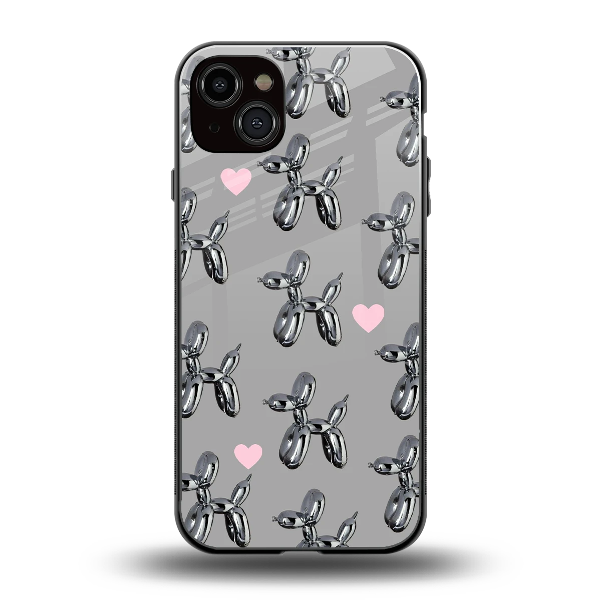 Metallic Pup back phone cover | glass case for iphone 15 plus