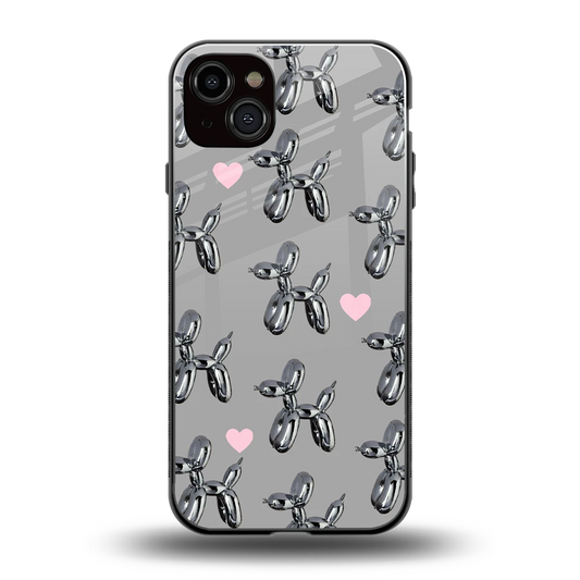 Metallic Pup back phone cover | glass case for iphone 15 plus