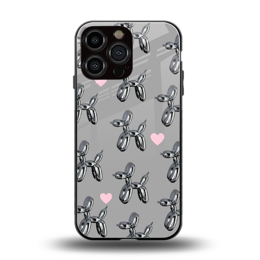Metallic Pup back phone cover | glass case for iphone 15 pro max