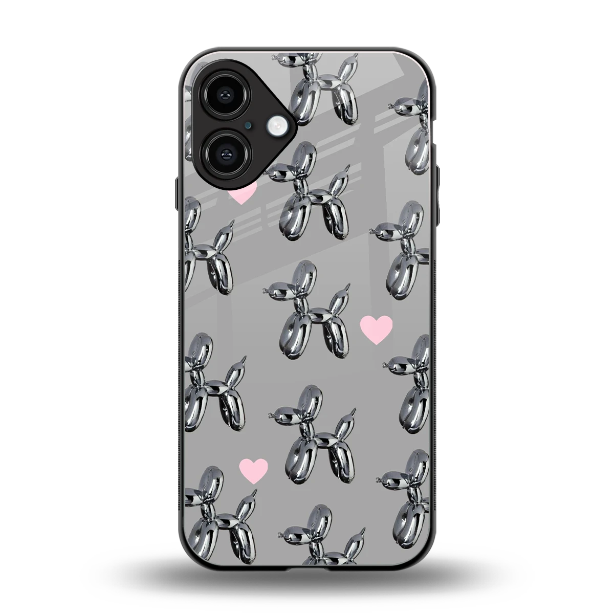 Metallic Pup back phone cover | glass case for iphone 16 plus