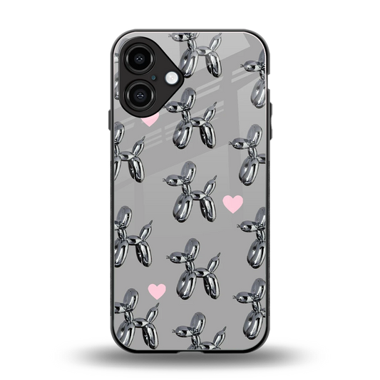 Metallic Pup back phone cover | glass case for iphone 16 plus