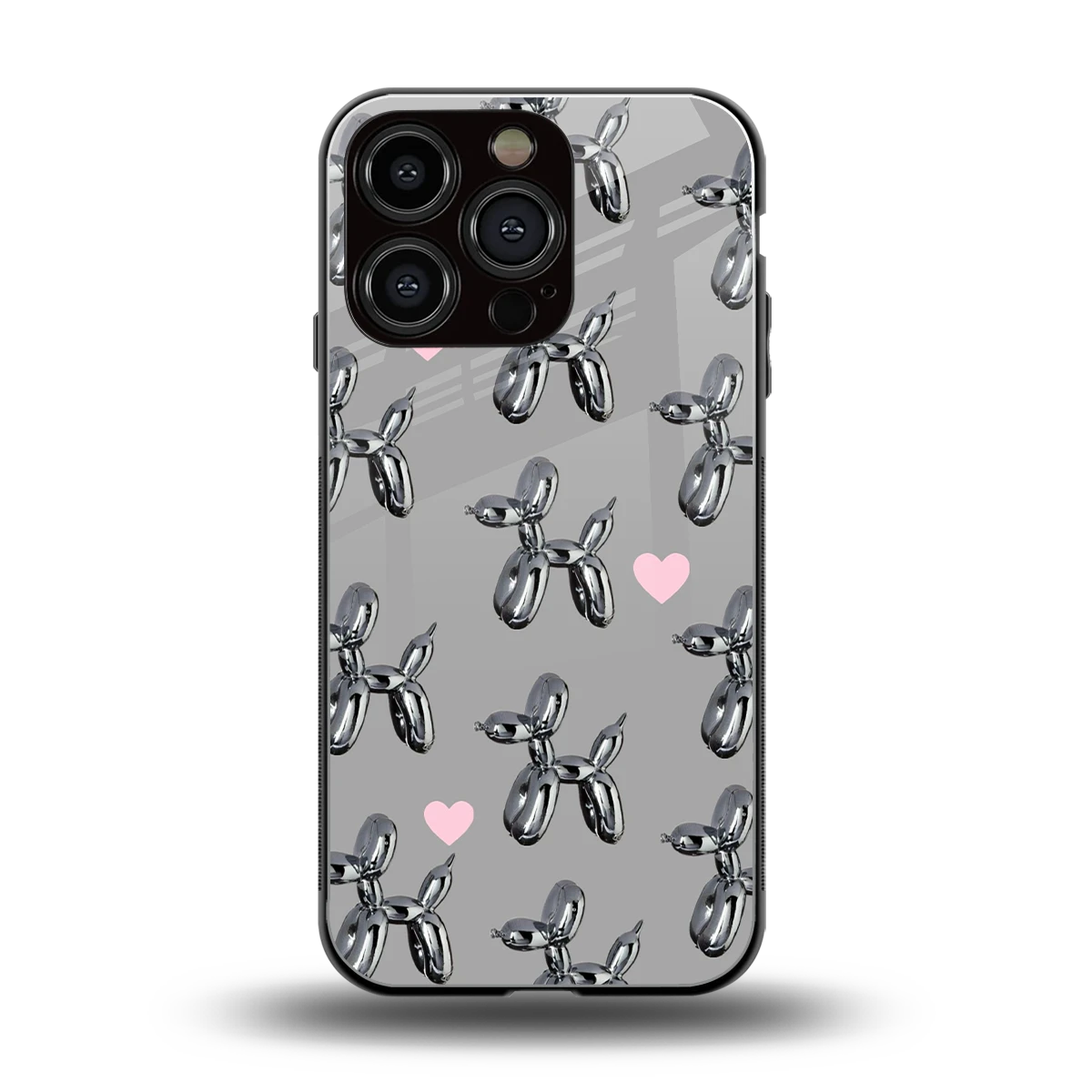Metallic Pup back phone cover | glass case for iphone 16 pro