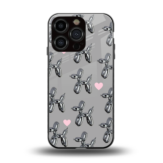 Metallic Pup back phone cover | glass case for iphone 16 pro
