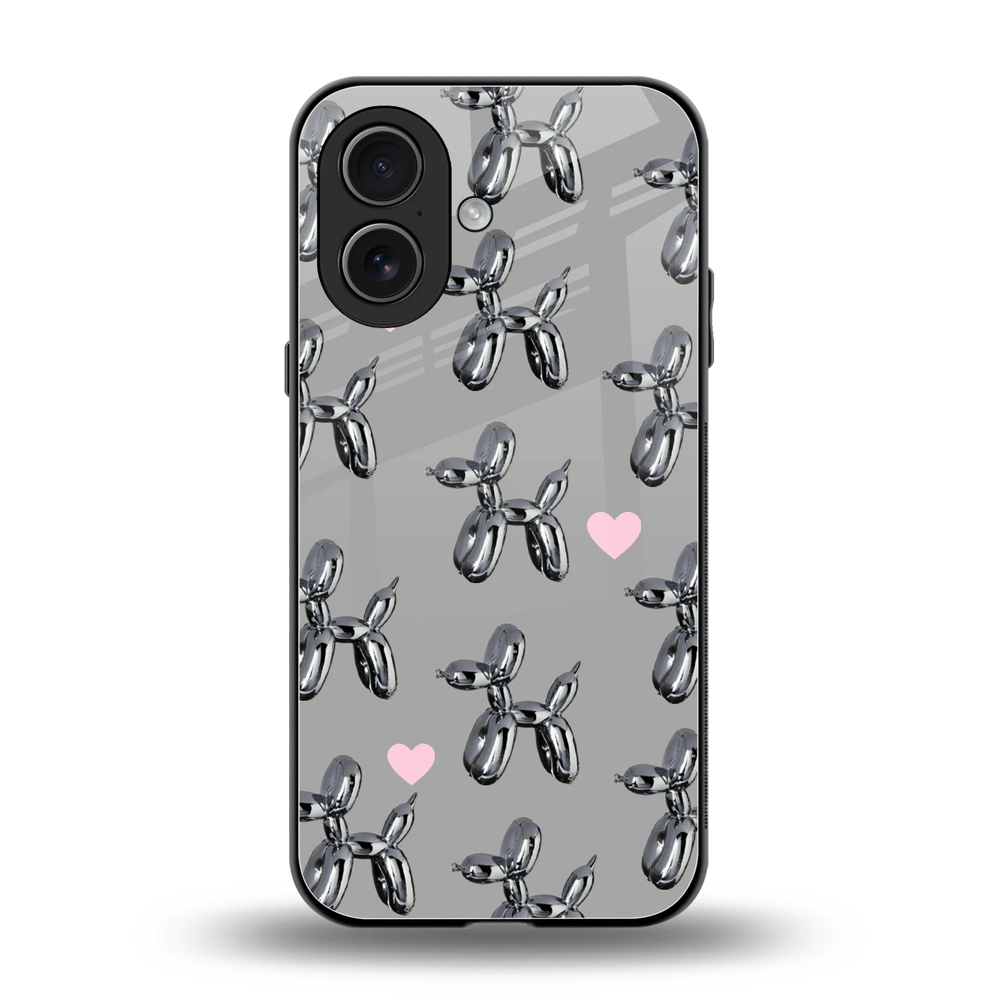 Metallic Pup back phone cover | glass case for iphone 17