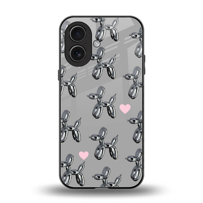 Metallic Pup back phone cover | glass case for iphone 17