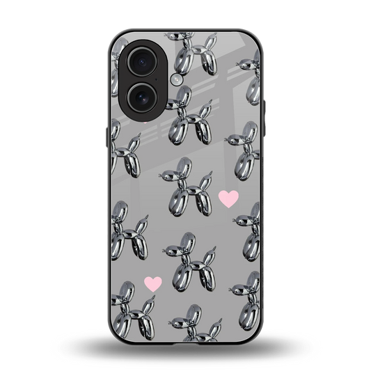 Metallic Pup back phone cover | glass case for iphone 17