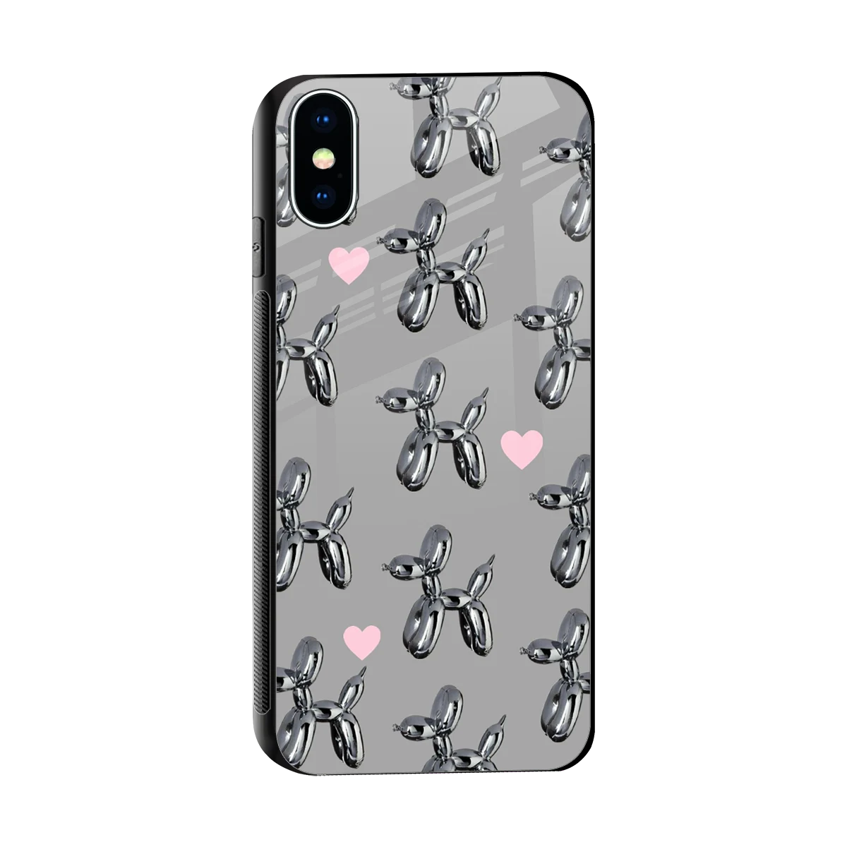Metallic Pup sleek iphone xs cover with tempered glass back and TPU edges