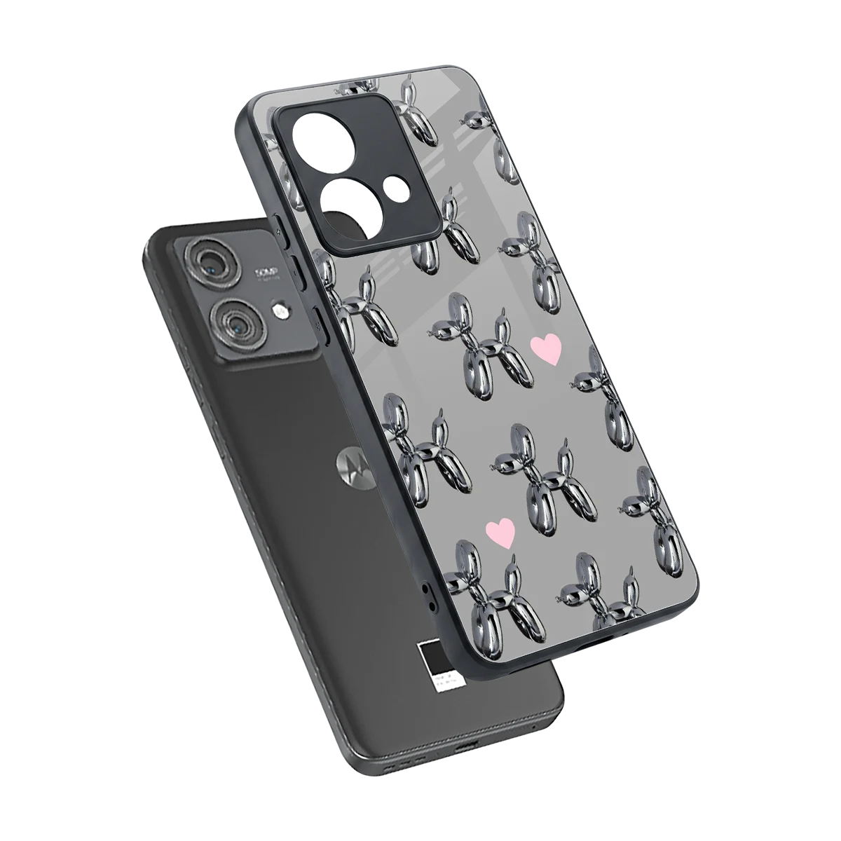Metallic Pup sleek motorola edge 40 neo 5g cover with tempered glass back and TPU edges