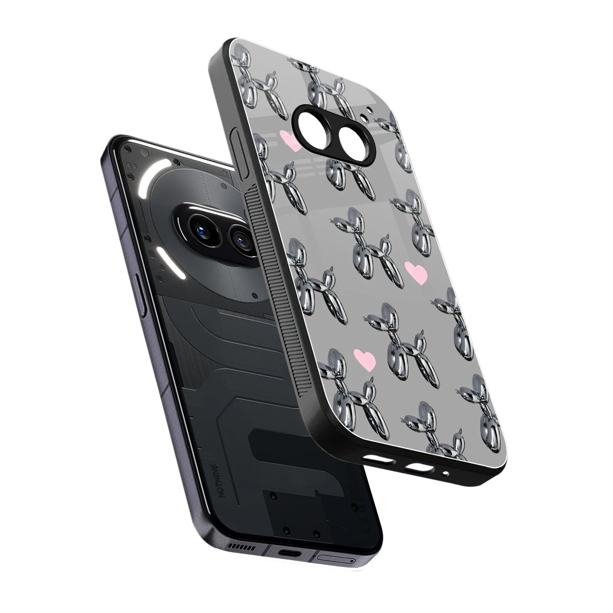 Metallic Pup sleek nothing phone 2a cover with tempered glass back and TPU edges