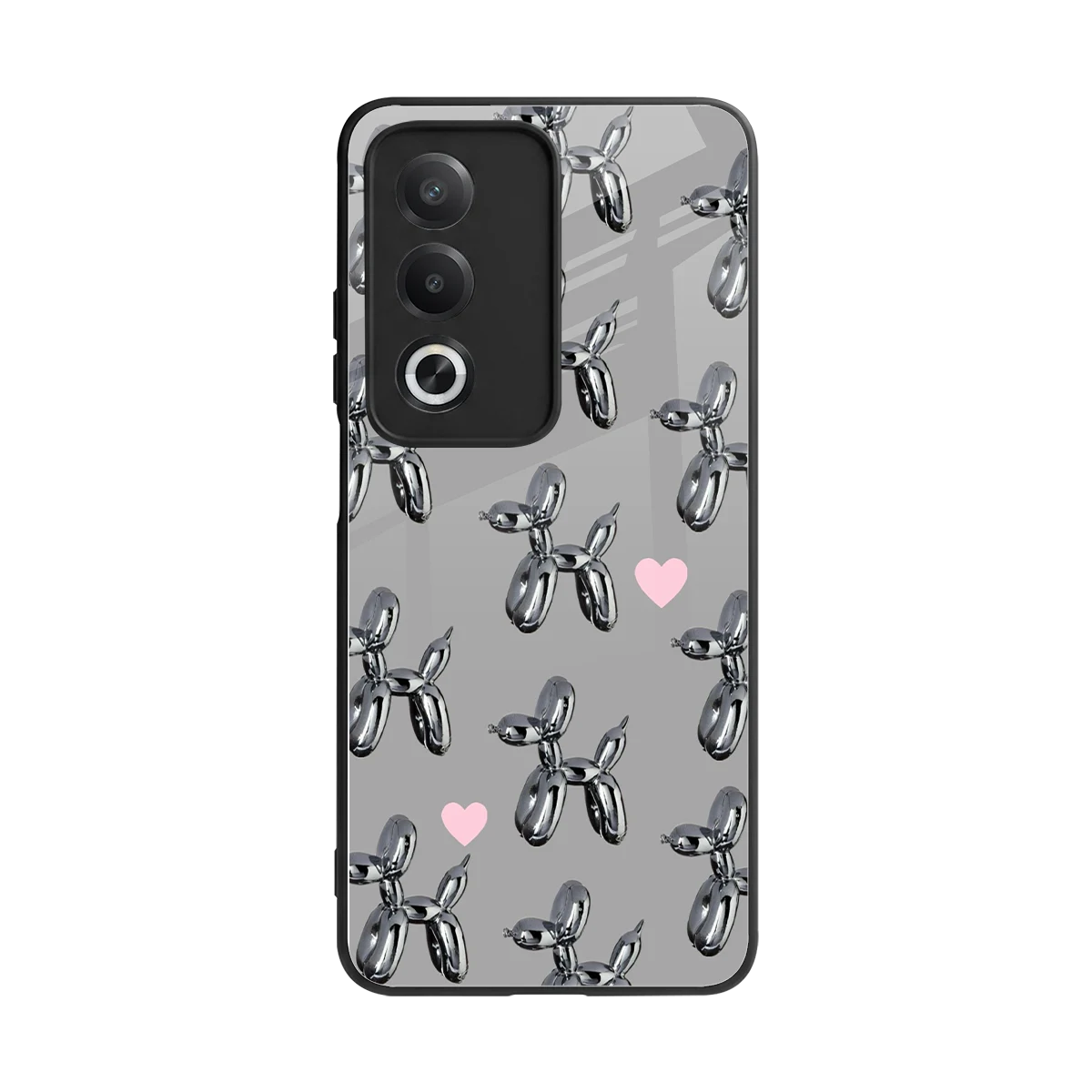 Metallic Pup back phone cover | glass case for oppo a3 pro