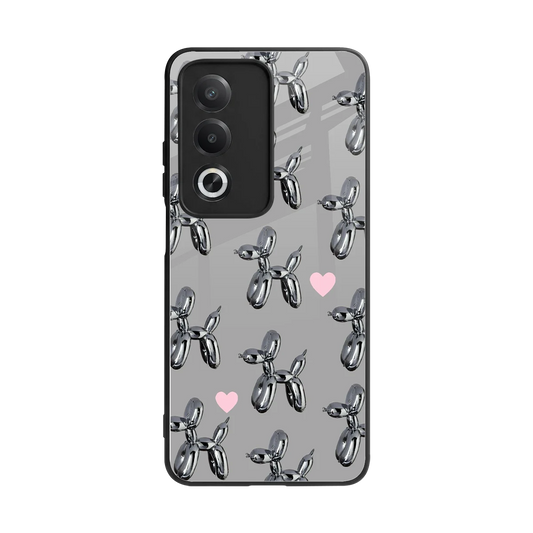 Metallic Pup back phone cover | glass case for oppo a3 pro