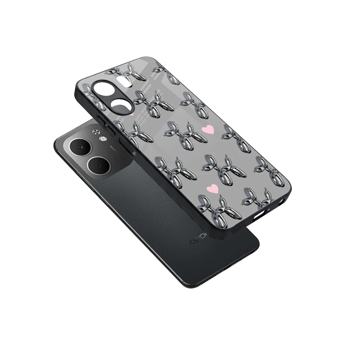 Metallic Pup sleek oppo a5x 5g cover with tempered glass back and TPU edges