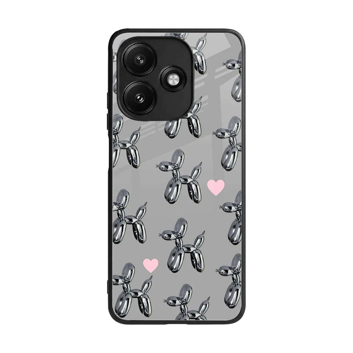 Metallic Pup back phone cover | glass case for redmi 12 5g