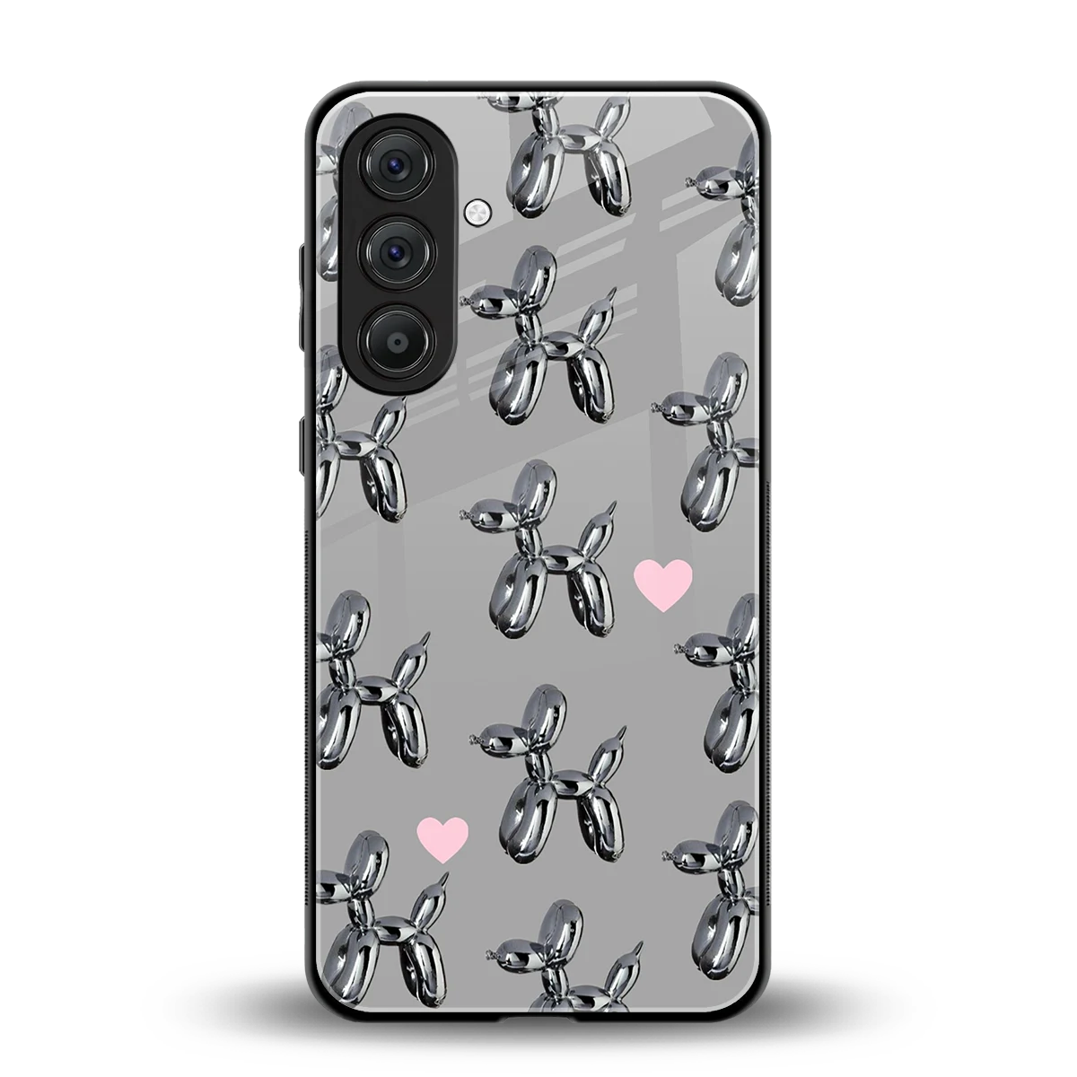 Metallic Pup back phone cover | glass case for samsung galaxy a55 5g