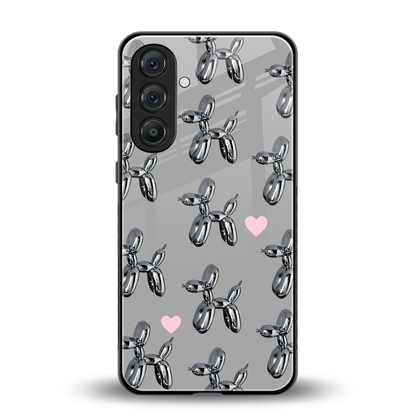 Metallic Pup back phone cover | glass case for samsung galaxy a55 5g