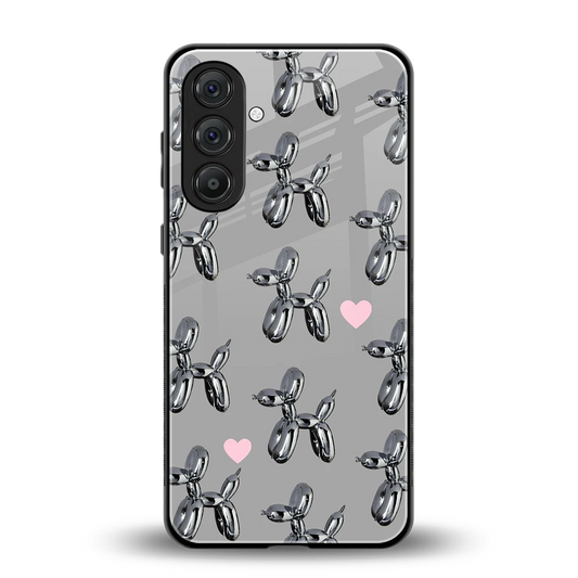 Metallic Pup back phone cover | glass case for samsung galaxy m36 5g