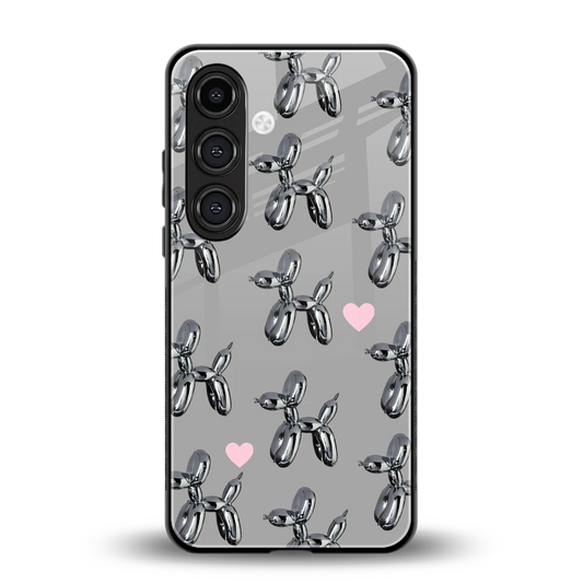 Metallic Pup back phone cover | glass case for samsung galaxy s24