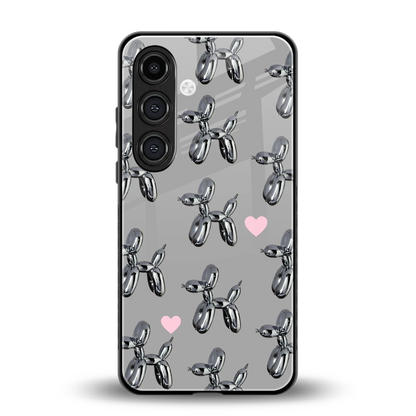 Metallic Pup back phone cover | glass case for samsung galaxy s24 fe
