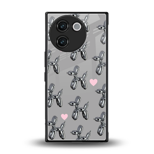 Metallic Pup back phone cover | glass case for vivo v30e