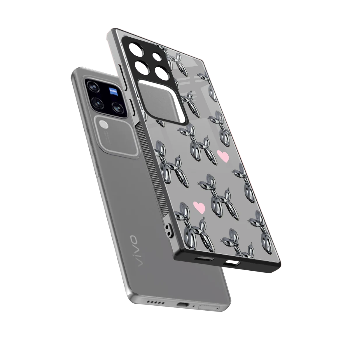 Metallic Pup sleekvivo v30 pro cover with tempered glass back and TPU edges
