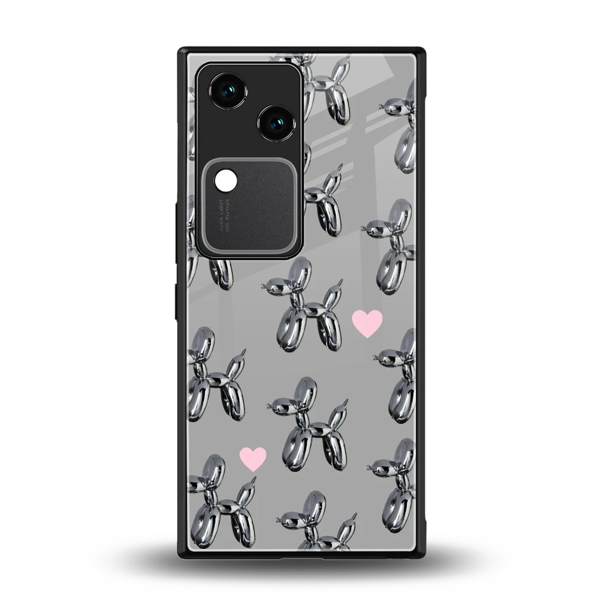 Metallic Pup back phone cover | glass case for vivo v30