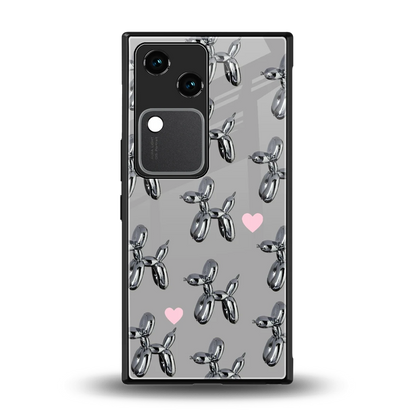 Metallic Pup back phone cover | glass case for vivo v30