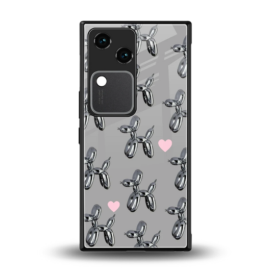 Metallic Pup back phone cover | glass case for vivo v30