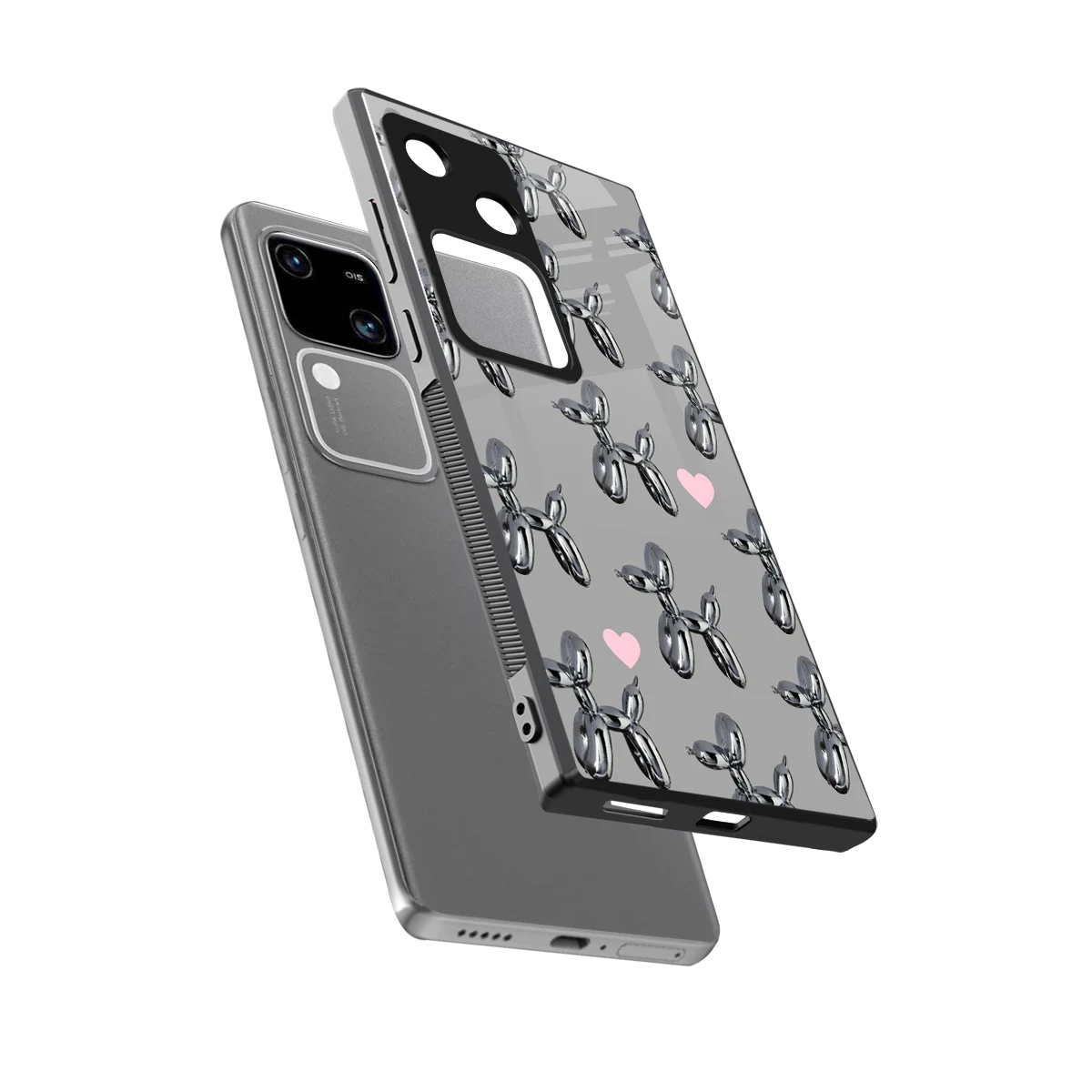 Metallic Pup sleek vivo v30 cover with tempered glass back and TPU edges