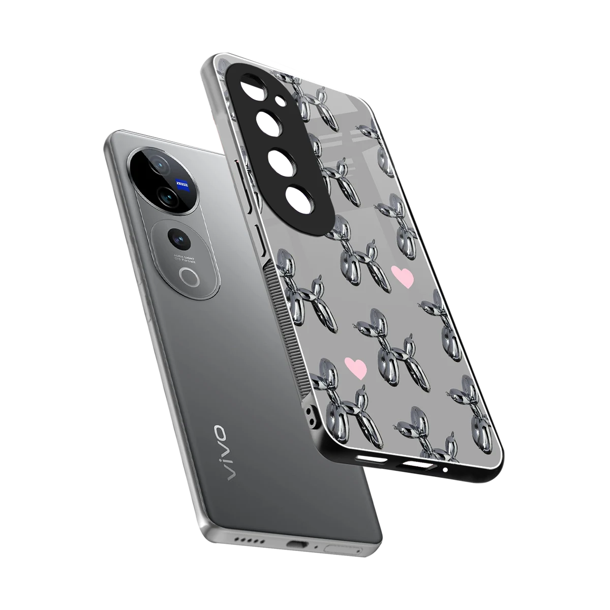 Metallic Pup sleek vivo v40 pro cover with tempered glass back and TPU edges