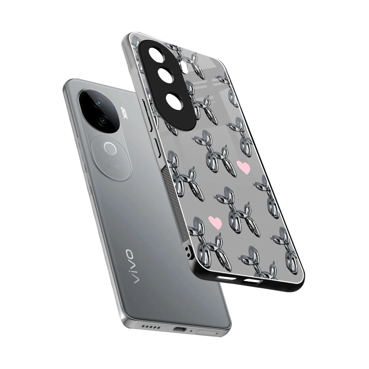 Metallic Pup sleek vivo v40e cover with tempered glass back and TPU edges