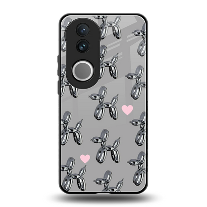 Metallic Pup back phone cover | glass case for vivo v50